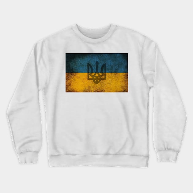 Distressed Ukranian Flag w/Tryzub Crewneck Sweatshirt by cthomas888